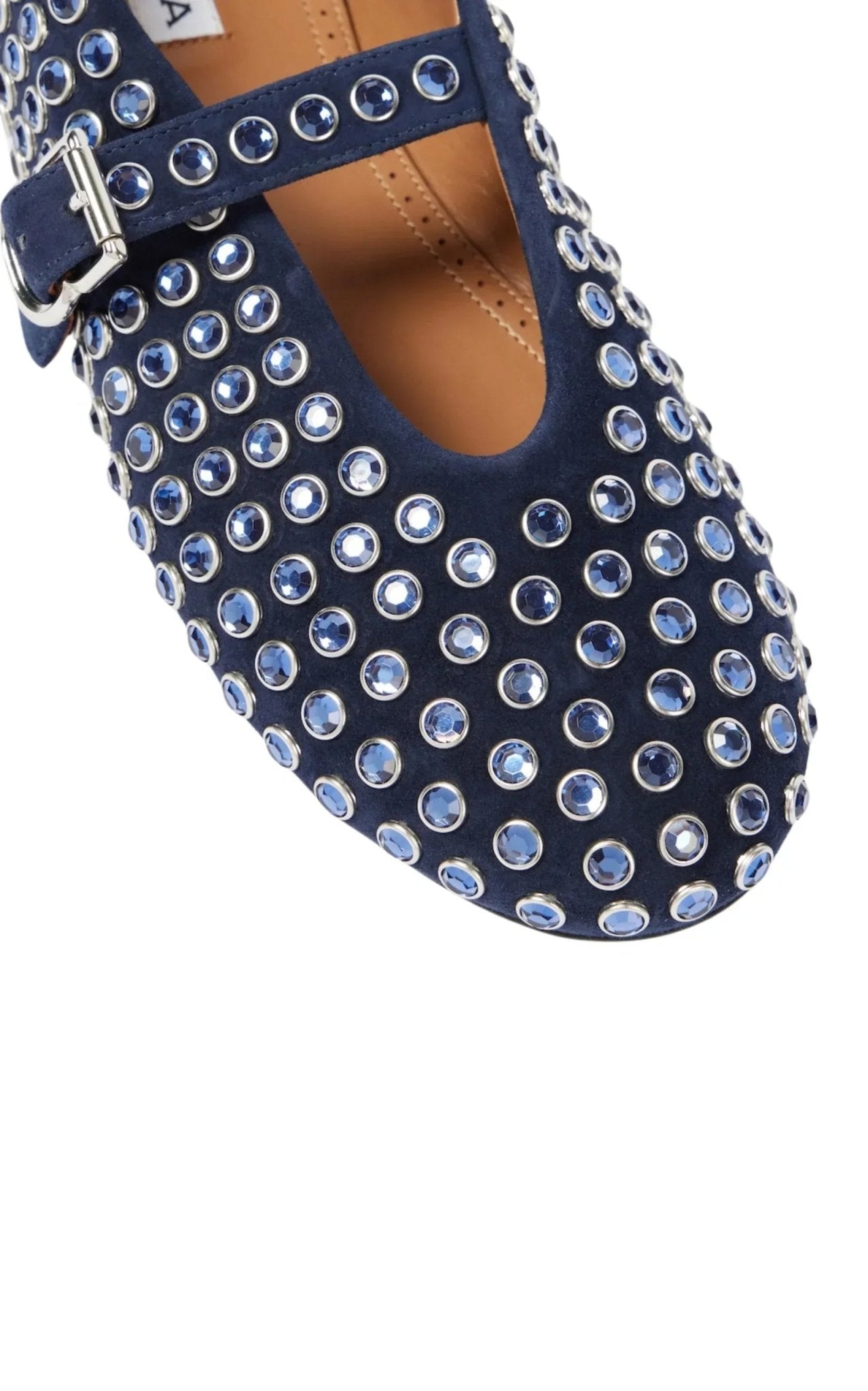 Alaïa Alaia Blue Embellished Suede Ballet Flats - Runway Catalog