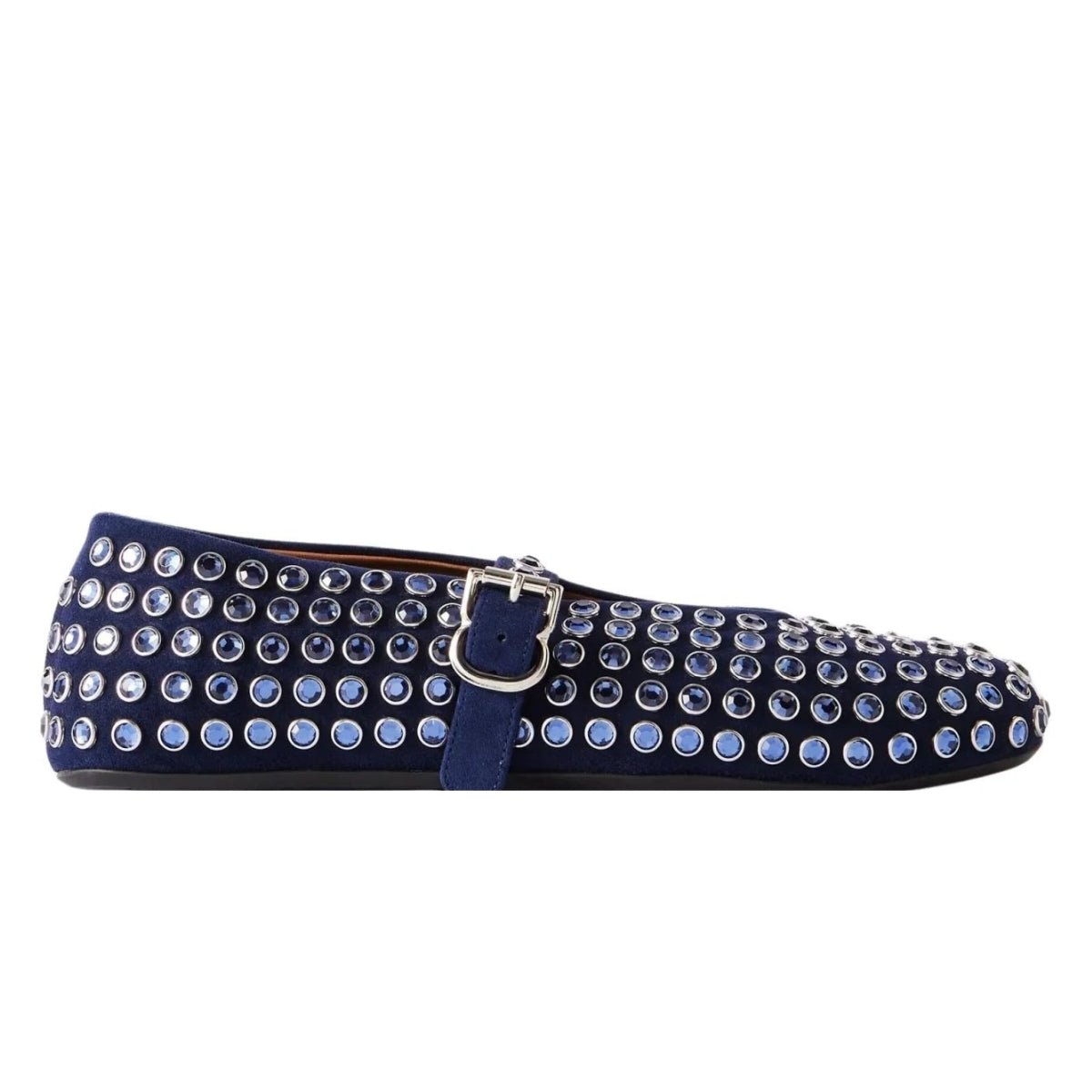 Alaïa Alaia Blue Embellished Suede Ballet Flats - Runway Catalog