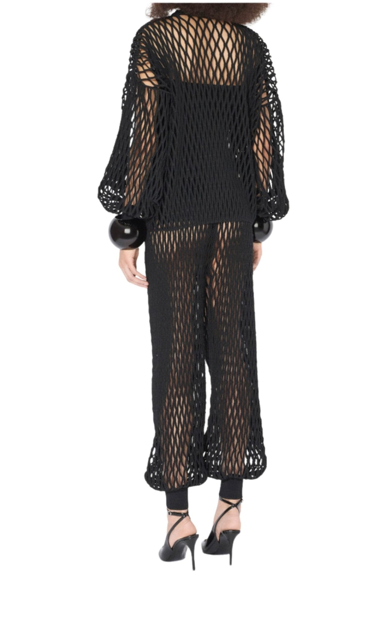 Alaïa Black Macrame Fishnet Sweater - Runway Catalog