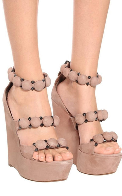 Alaïa Bombe Suede Wedge Shoes Sandals - Runway Catalog