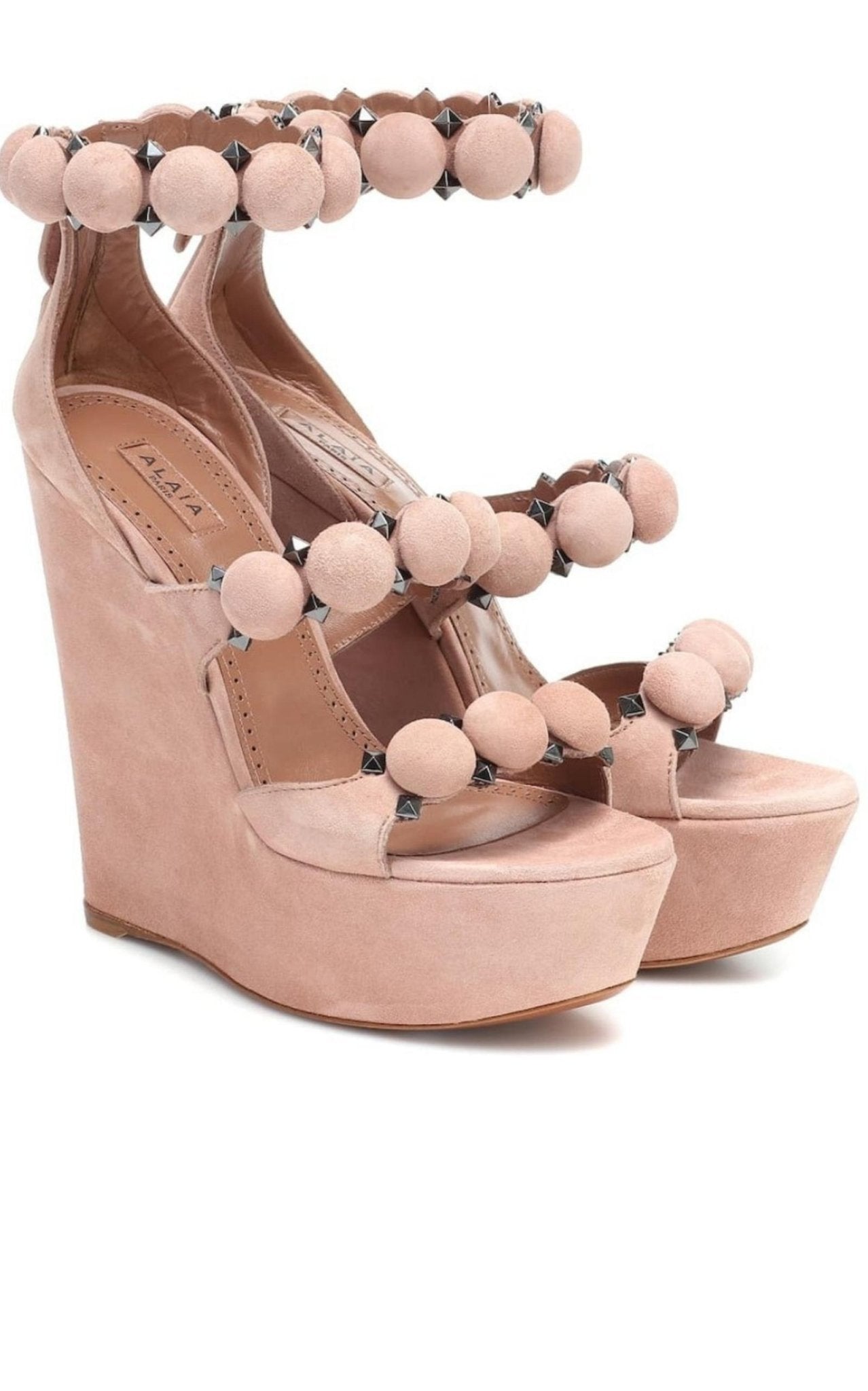 Alaïa Bombe Suede Wedge Shoes Sandals - Runway Catalog