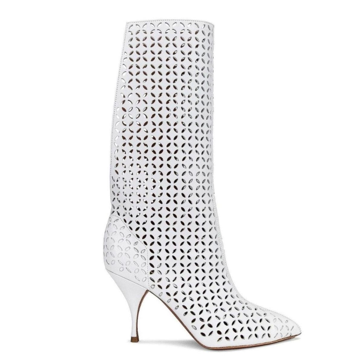Alaïa Petal Perforated Knee Boots – Runway Catalog