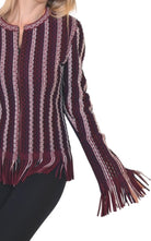 Alaïa Seamed Knit Moto Fringe Jacket - Runway Catalog