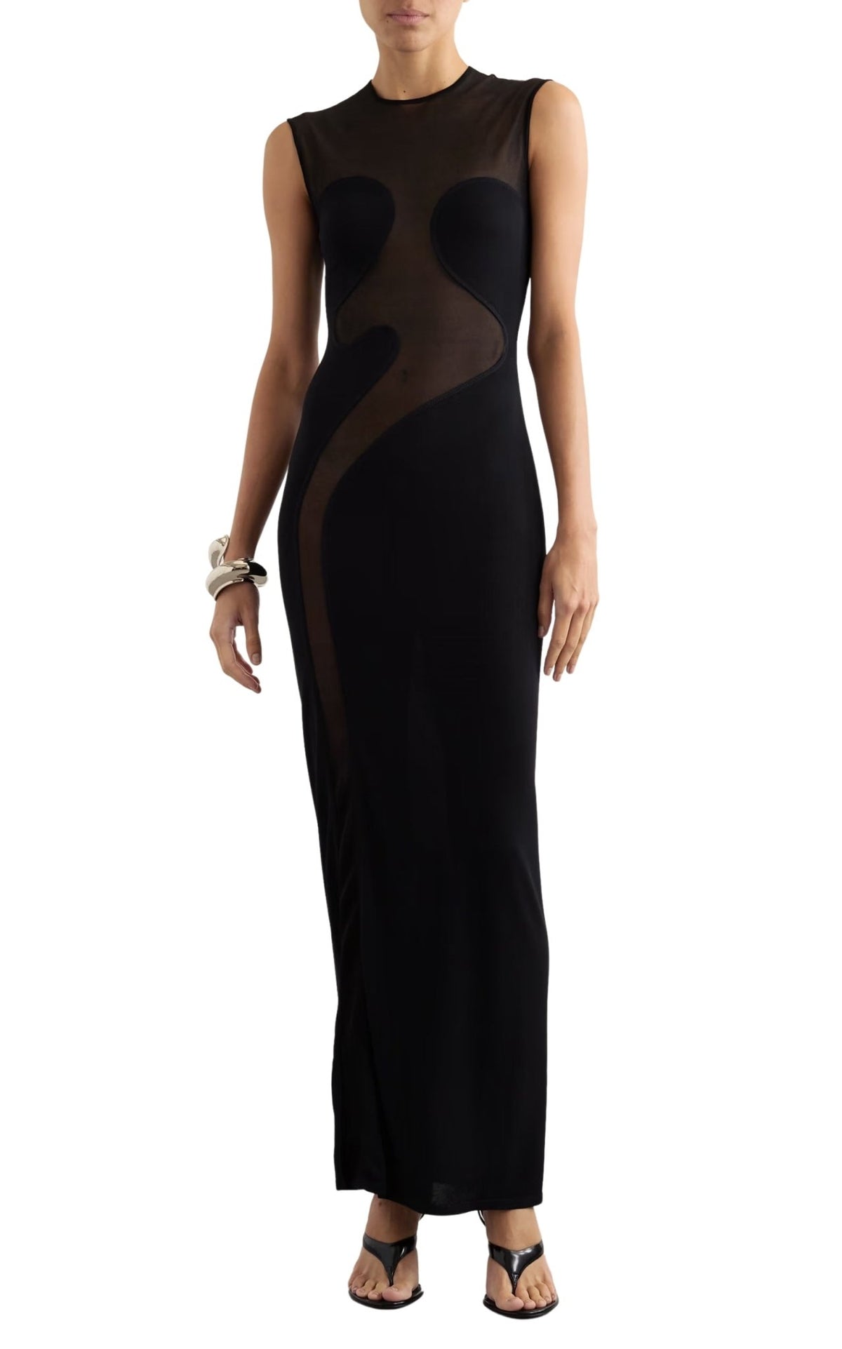 Alaïa Silk-Trimmed Stretch-Knit Maxi Dress - Runway Catalog