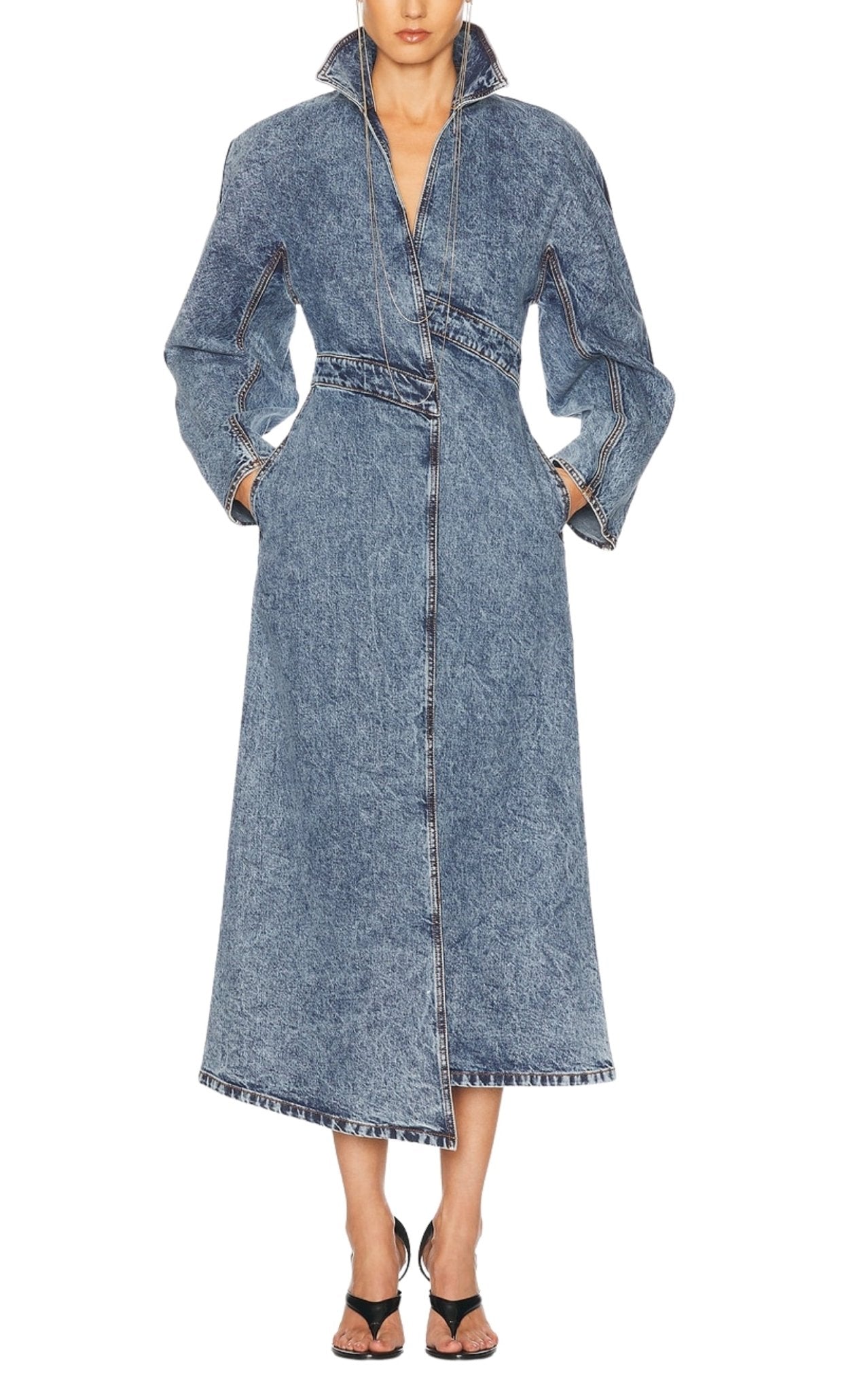 Alaïa Spiral Denim Trench Coat - Runway Catalog