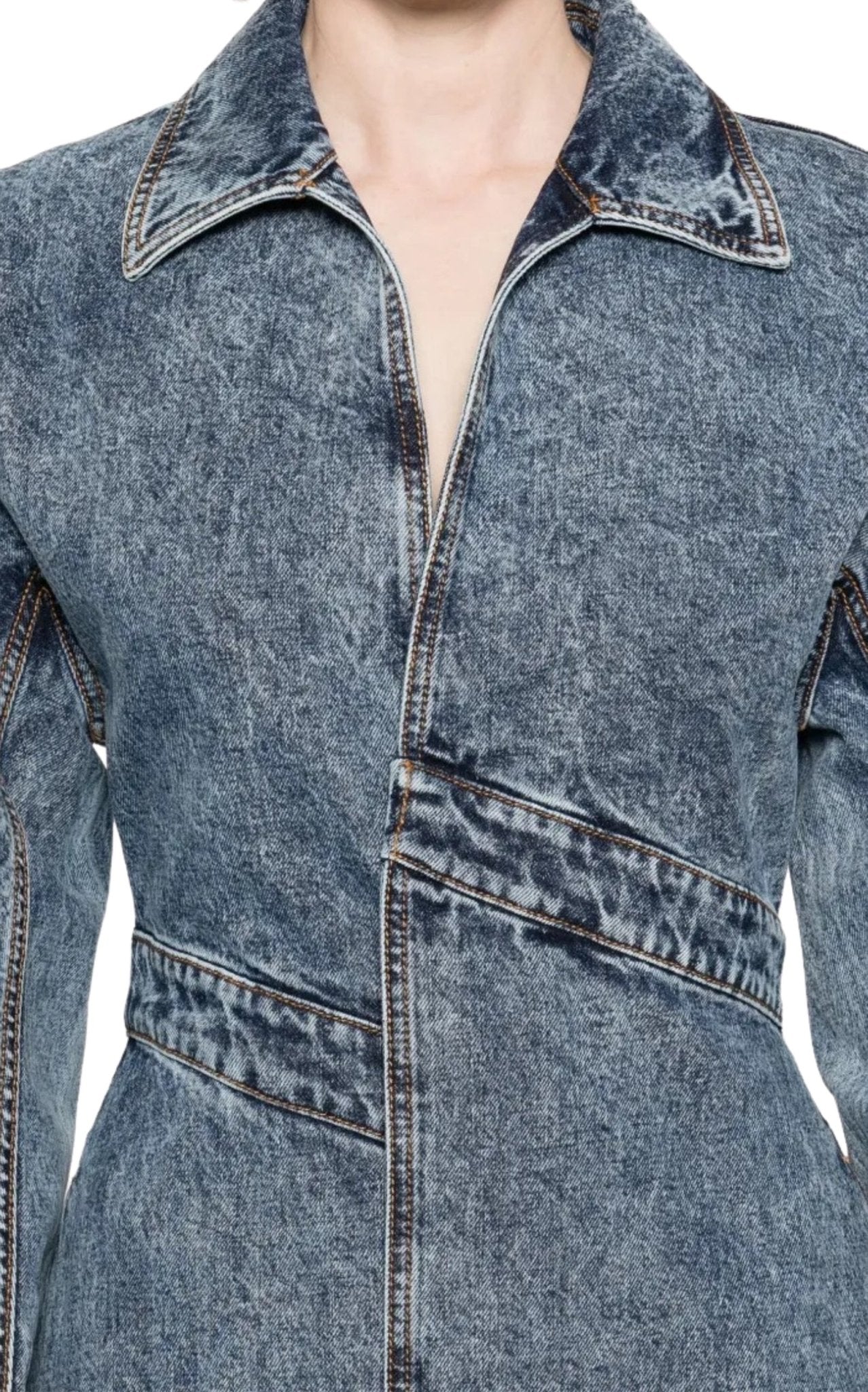 Alaïa Spiral Denim Trench Coat - Runway Catalog
