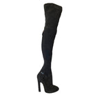 Alaïa Thigh High Black Leather Studded Boots - Runway Catalog