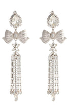 Alessandra Rich Crystal Bow Drop Clip - On Earrings - Runway Catalog
