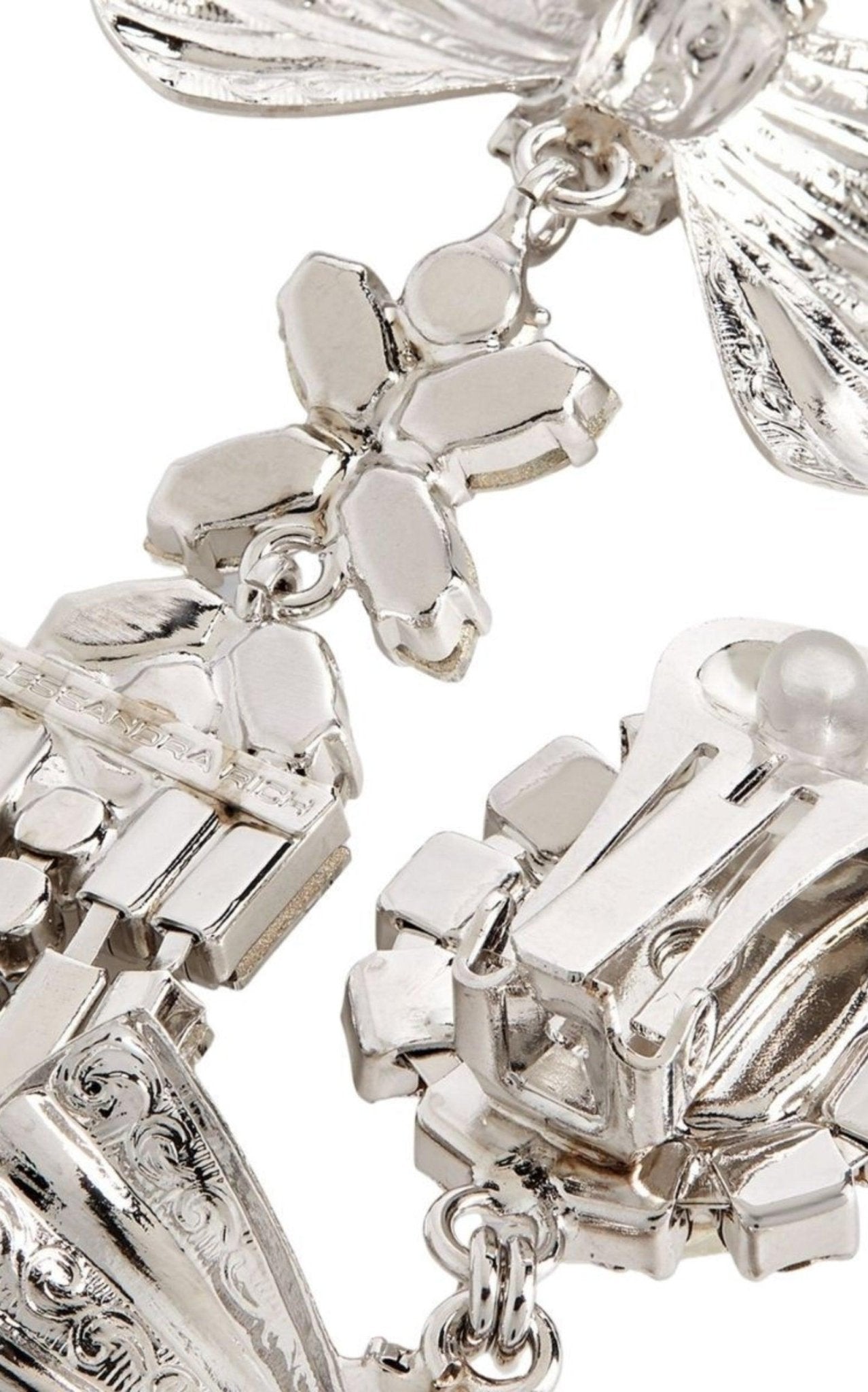 Alessandra Rich Crystal Bow Drop Clip - On Earrings - Runway Catalog