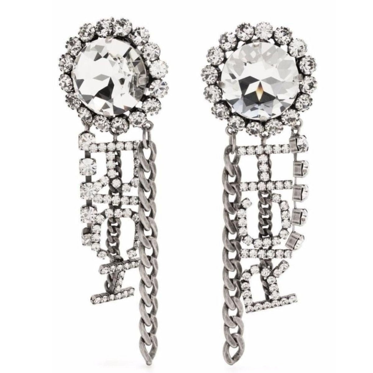 Alessandra Rich Crystal Chain Earrings - Runway Catalog