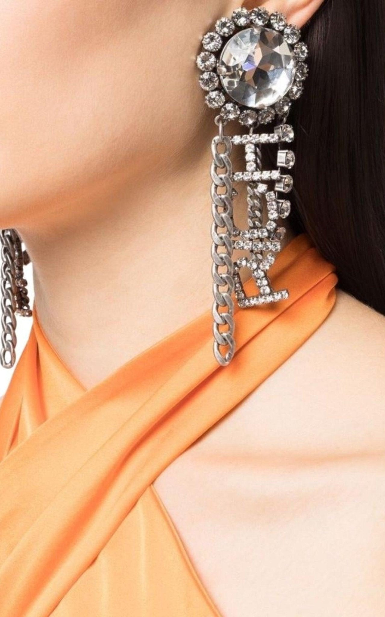 Alessandra Rich Crystal Chain Earrings - Runway Catalog