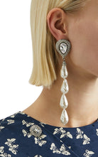 Alessandra Rich Crystal - embellished Pearl Clip - on Earrings - Runway Catalog