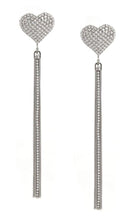 Alessandra Rich Crystal - Heart Tassel Earrings - Runway Catalog