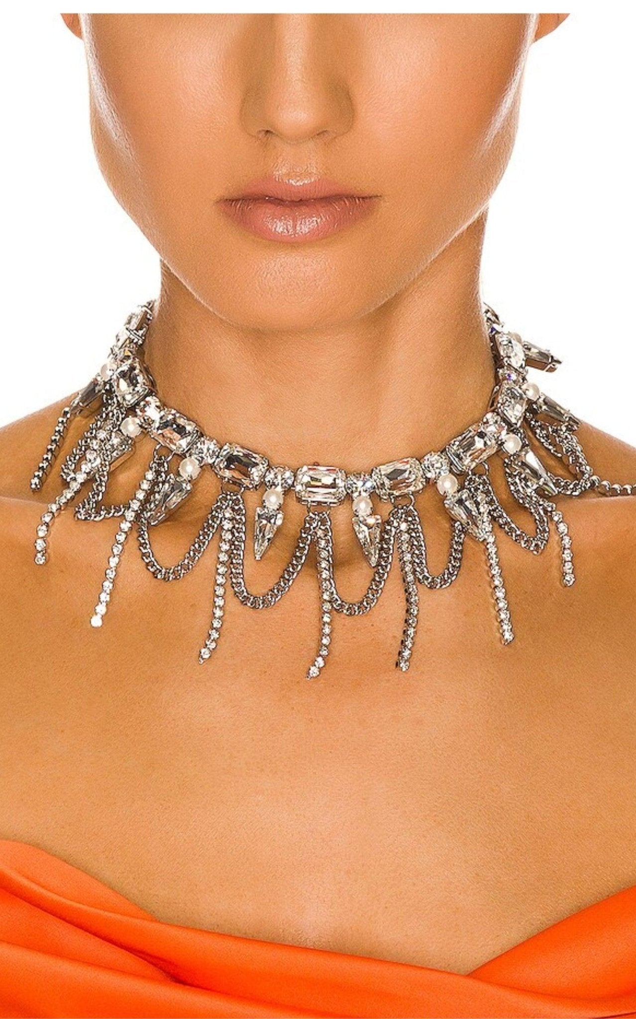 Alessandra Rich Crystal - Layered Chocker Necklace - Runway Catalog