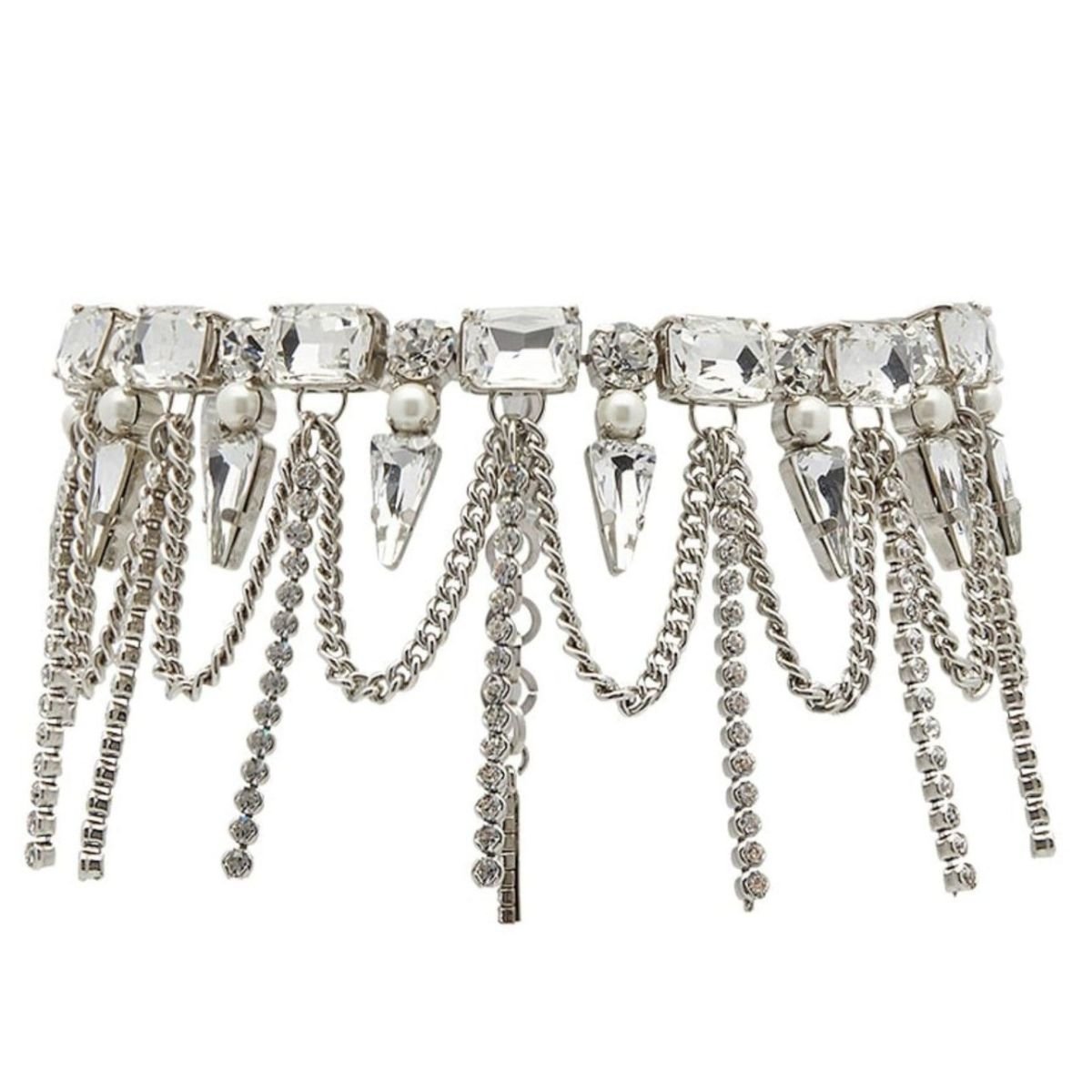 Alessandra Rich Crystal-Layered Chocker Necklace