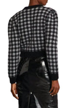 Alessandra Rich Embellished Check Mohair Cardigan - Runway Catalog