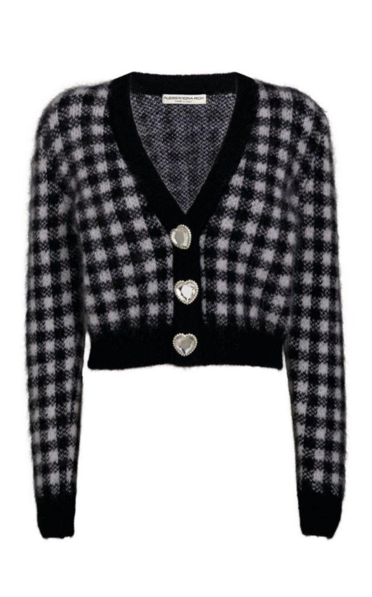 Alessandra Rich Embellished Check Mohair Cardigan - Runway Catalog
