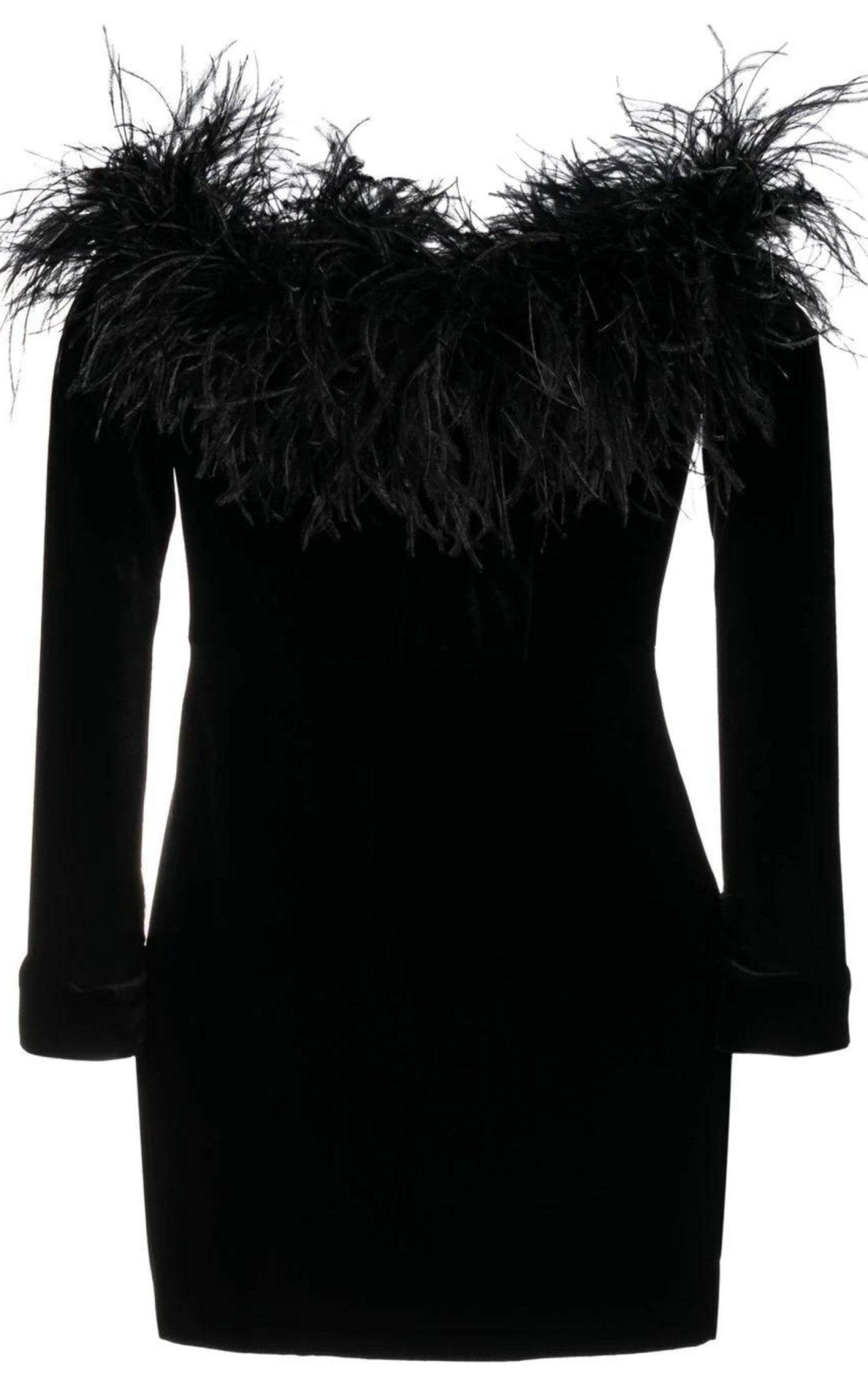 Alessandra Rich Feather-trim Velvet Mini Dress