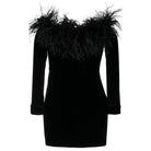 Alessandra Rich Feather - trim Velvet Mini Dress - Runway Catalog