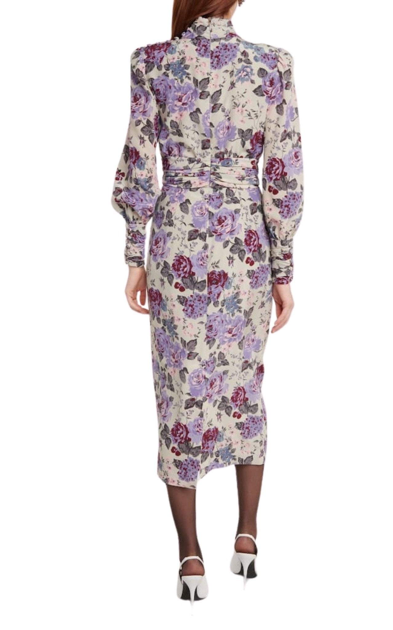 Alessandra Rich Floral Silk Midi Dress - Runway Catalog