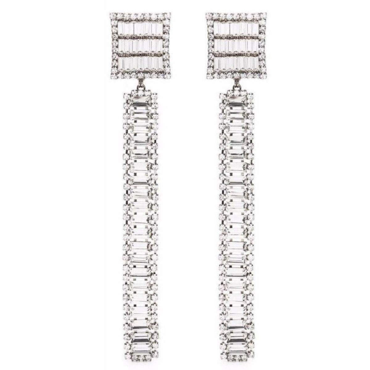 Alessandra Rich Long Crystal - embellished Earrings - Runway Catalog