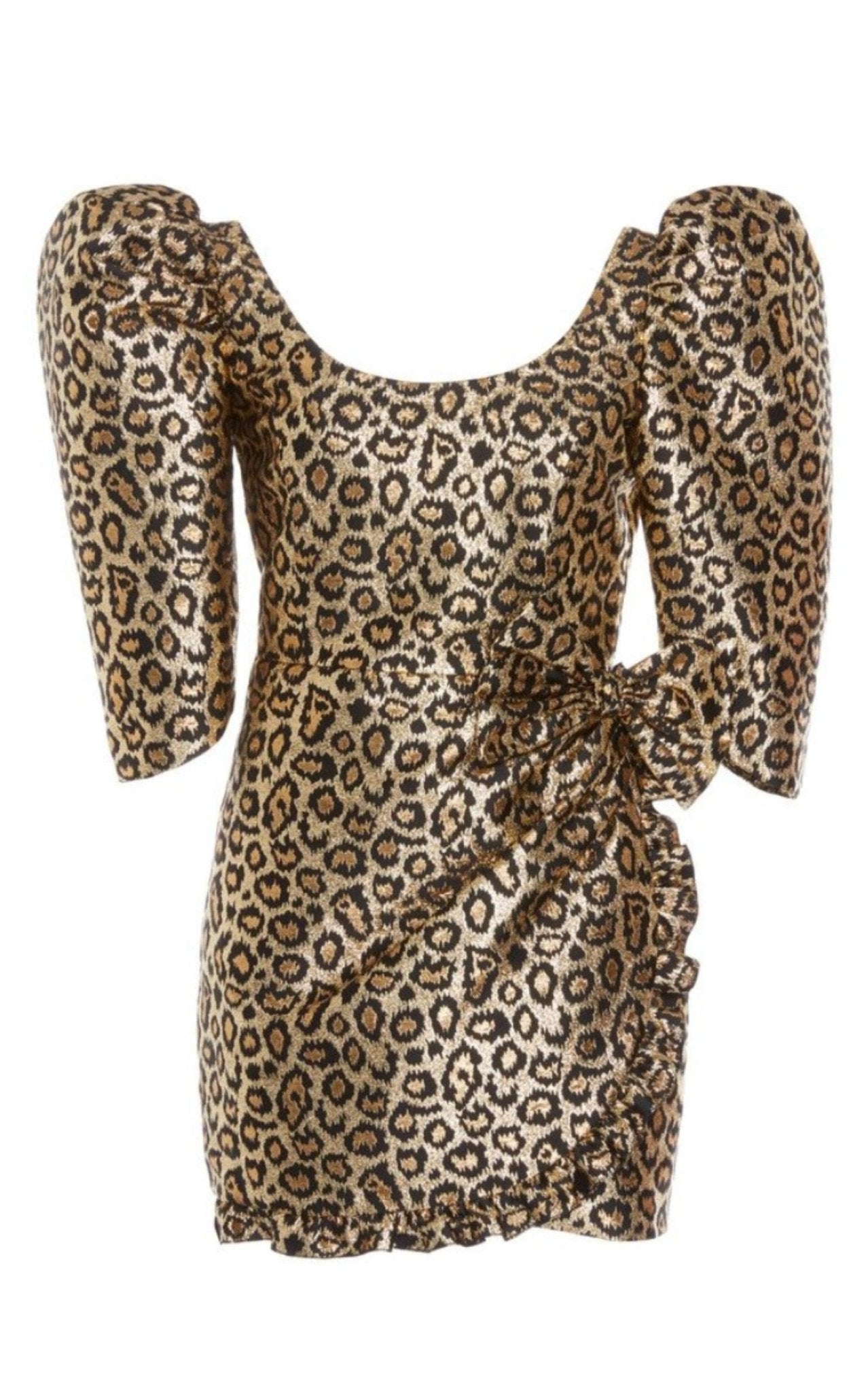 Alessandra Rich Floral Puff-Sleeve Silk Mini Dress
