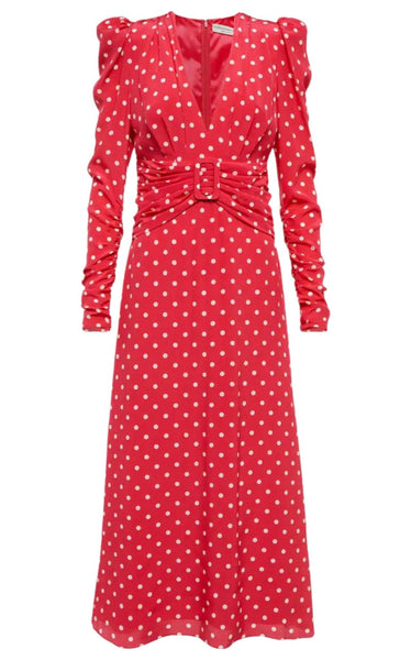 polka dot silk dress Alessandra Rich Midi Polka Dot Print Silk Dress IT 42