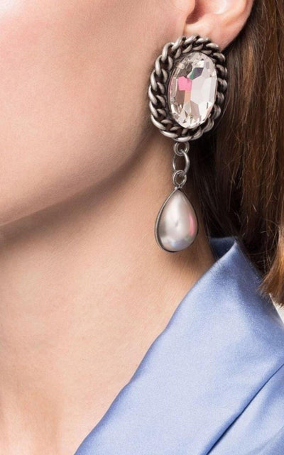 Alessandra Rich Pearl Drop Clip - On Earrings - Runway Catalog