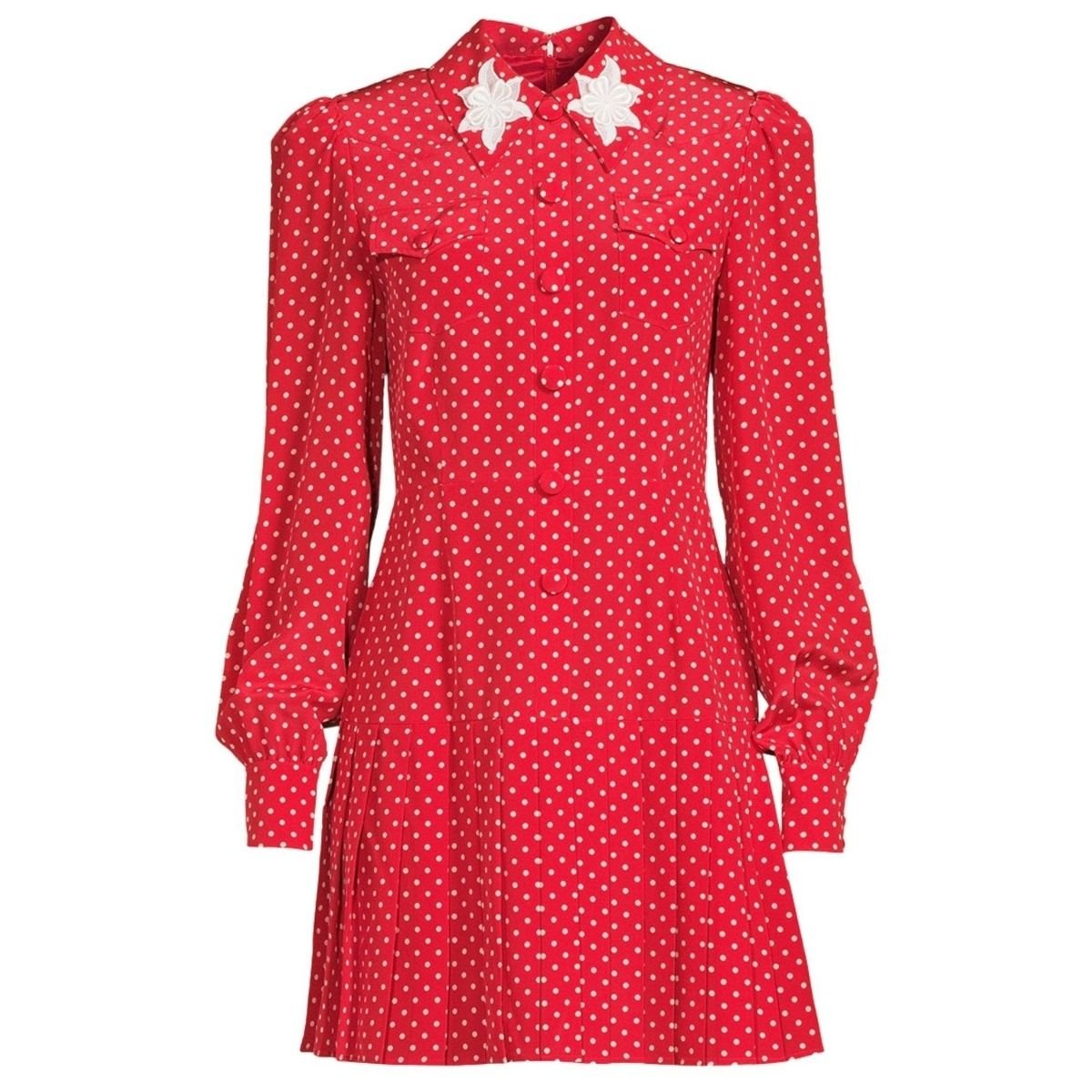 Alessandra Rich Polka Dot Print Silk Shirt Dress - Runway Catalog