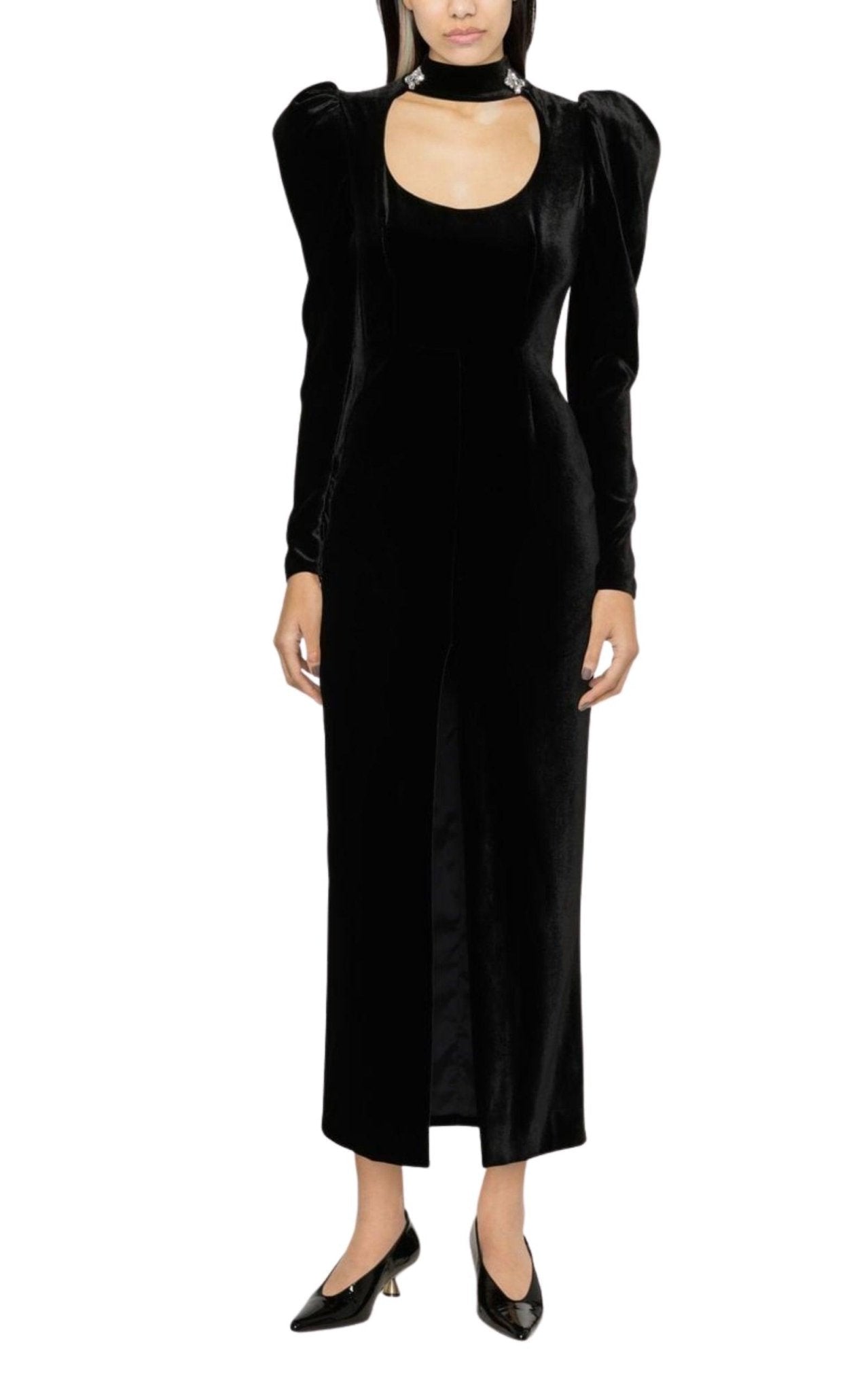 Alessandra Rich Puff - Shoulders Velvet Gown - Runway Catalog