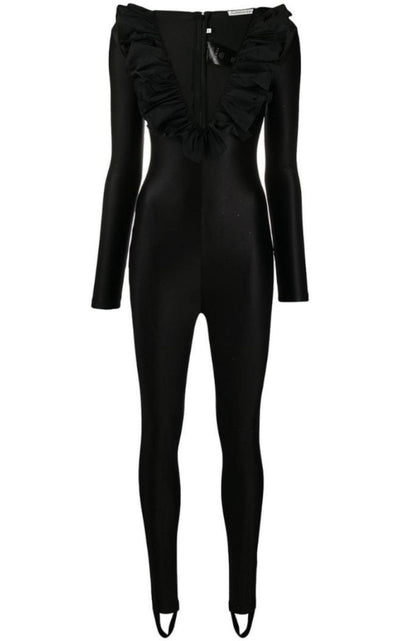 Alessandra Rich Ruffle Crystal Jumpsuit - Runway Catalog