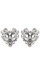 Alessandra Rich Silvertone Kristallherz-Ohrstecker mit Clipverschluss – Runway-Katalog