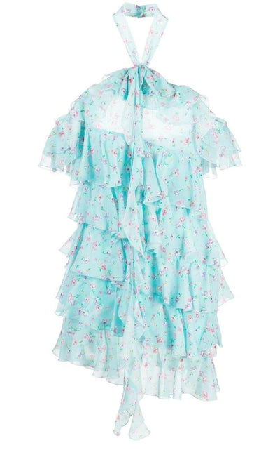 Alessandra Rich Violet Silk Georgette Mini Dress - Runway Catalog