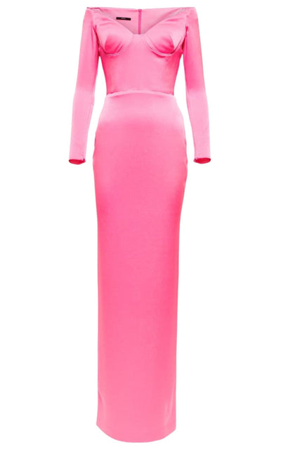 Alex Perry Lane Satin Crepe Off Shoulder Gown - Runway Catalog