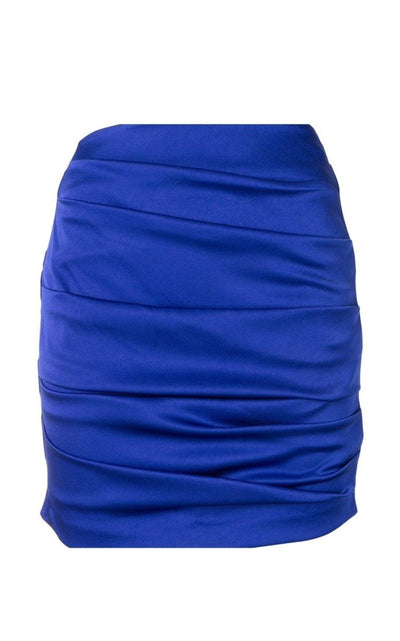 Alex Perry Satin Crepe Ruched Mini Skirt - Runway Catalog