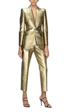 Alexander McQueen Metallic Moire Cigarette Pants - Runway Catalog