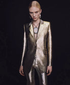 Alexander McQueen Metallic Moire Cigarette Pants - Runway Catalog