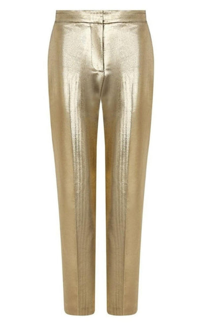 Alexander McQueen Metallic Moire Cigarette Pants - Runway Catalog