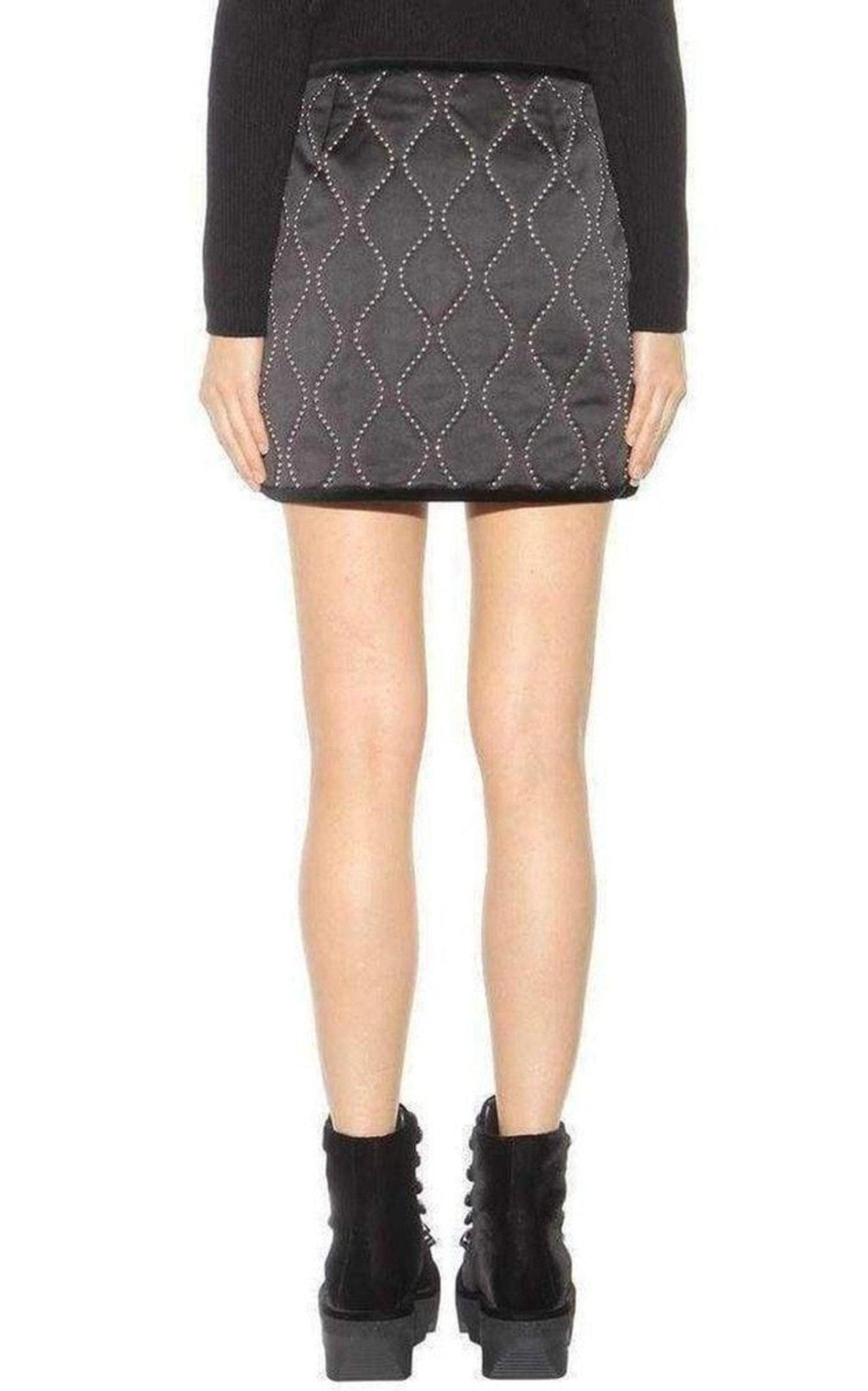Alexander Wang Studded Embellished Black Satin Skirt - Runway Catalog