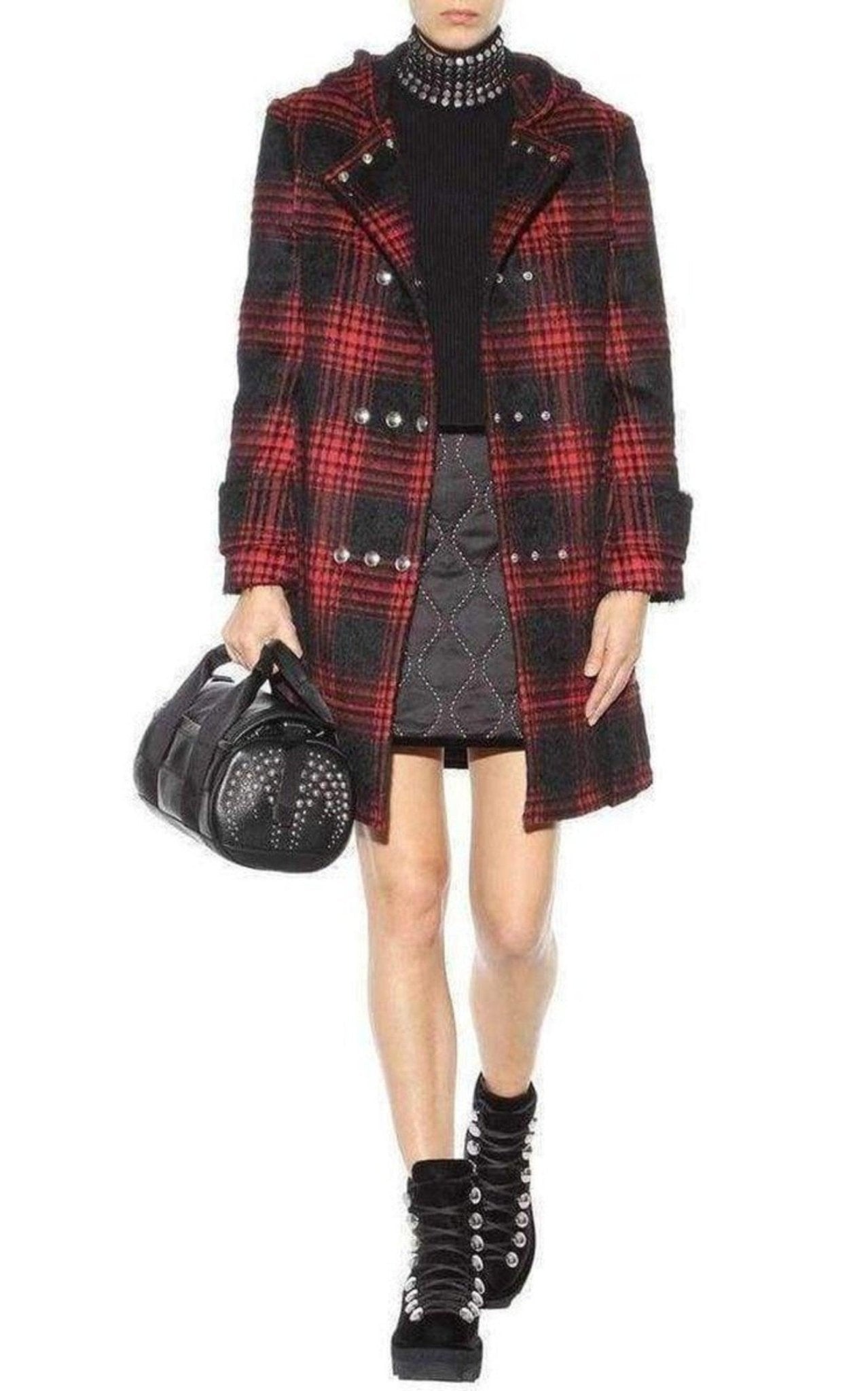 Alexander Wang Studded Embellished Black Satin Skirt - Runway Catalog