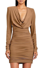 Alexandre Vauthier Draped Jersey Cowl Neck Mini Dress - Runway Catalog