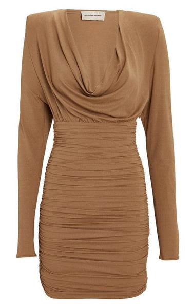 Alexandre Vauthier Draped Jersey Cowl Neck Mini Dress – Runway Catalog