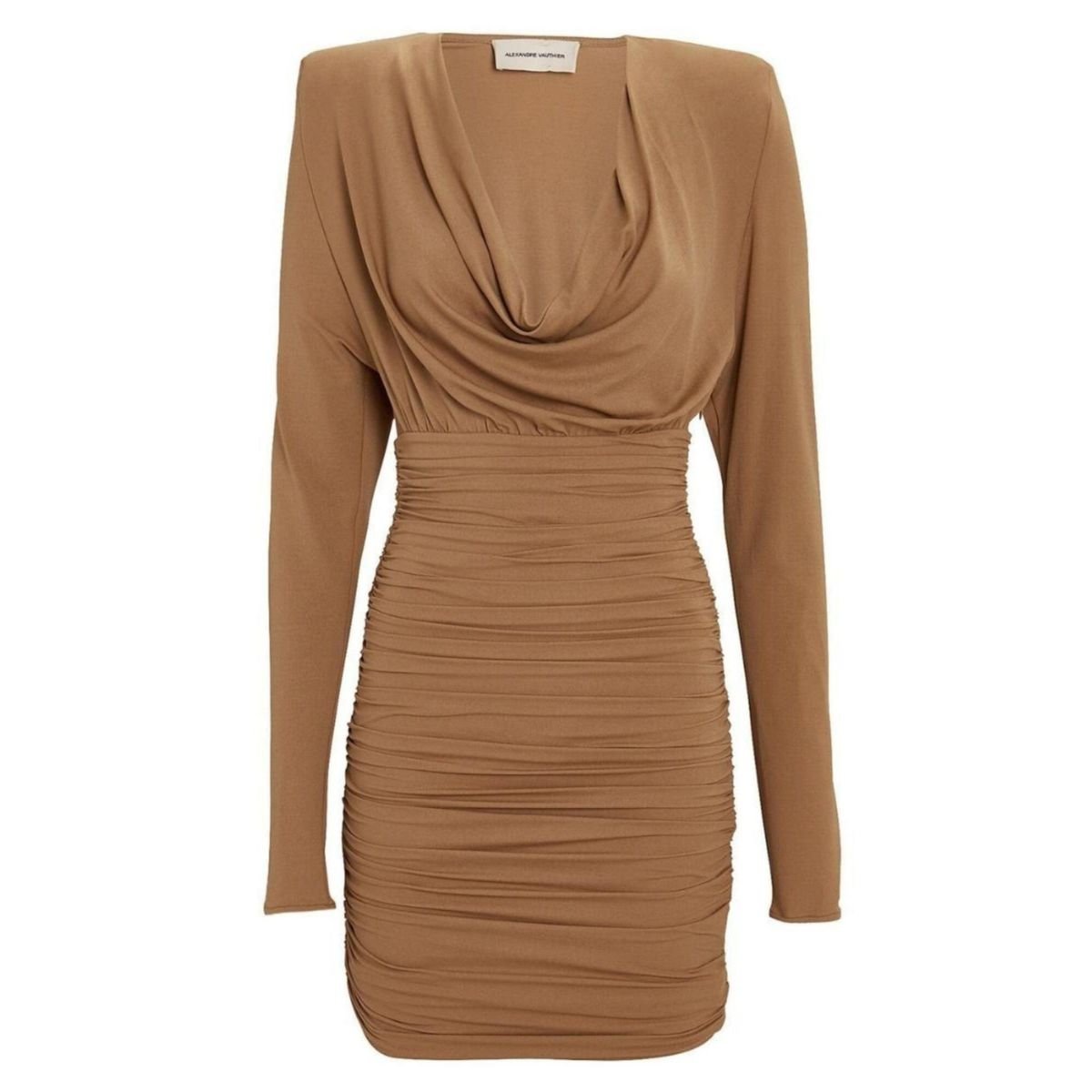 Alexandre Vauthier Draped Jersey Cowl Neck Mini Dress - Runway Catalog