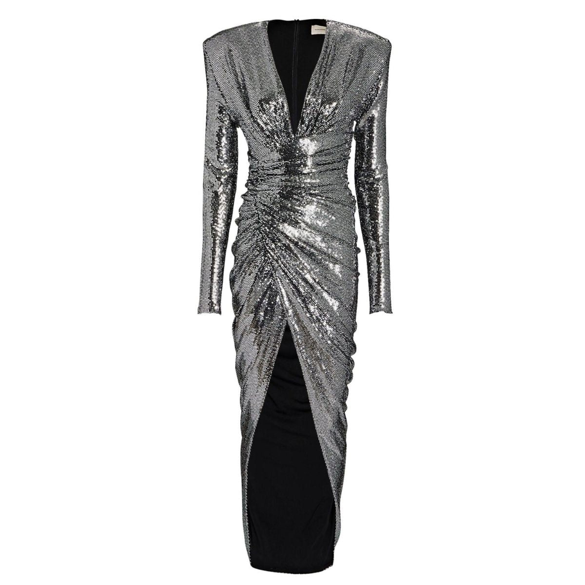 Alexandre Vauthier Ruched Silver Sequined Gown - Runway Catalog