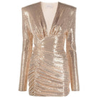 Alexandre Vauthier Ruched V - neck Dress - Runway Catalog