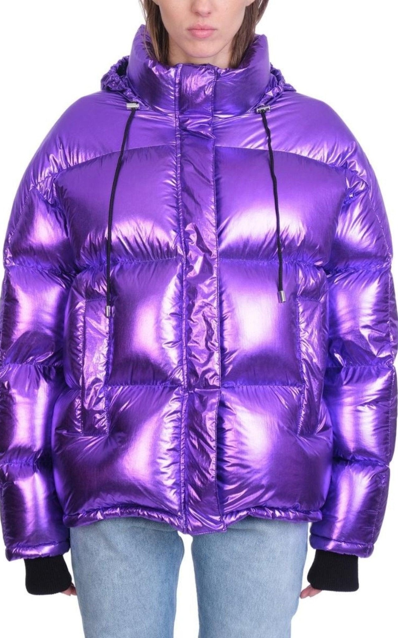 Alexandre Vauthier Viola Metallic Puffer Jacket in Shiny Polyamide - Runway Catalog