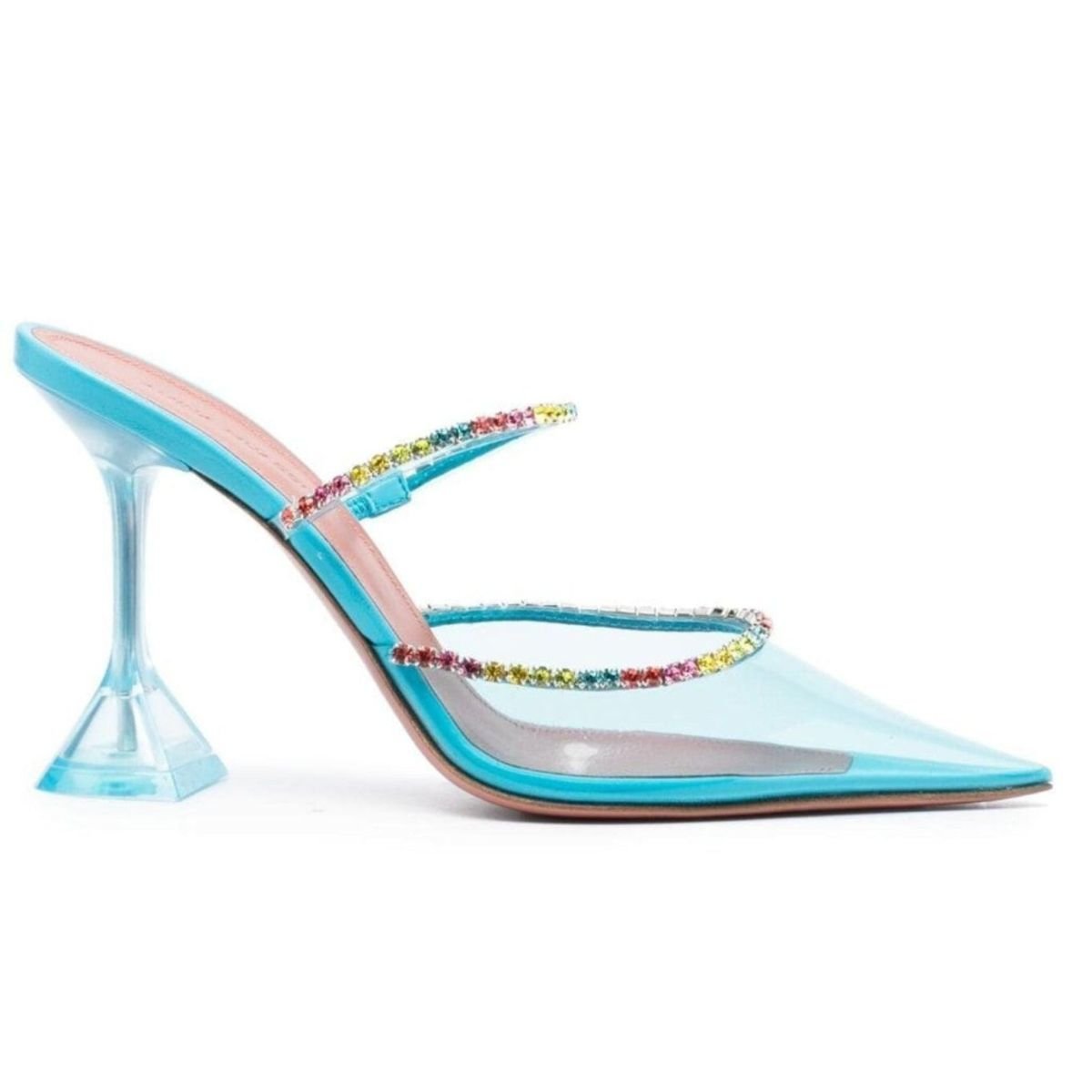 Amina Muaddi Gilda Glass 95mm Embellished Mules