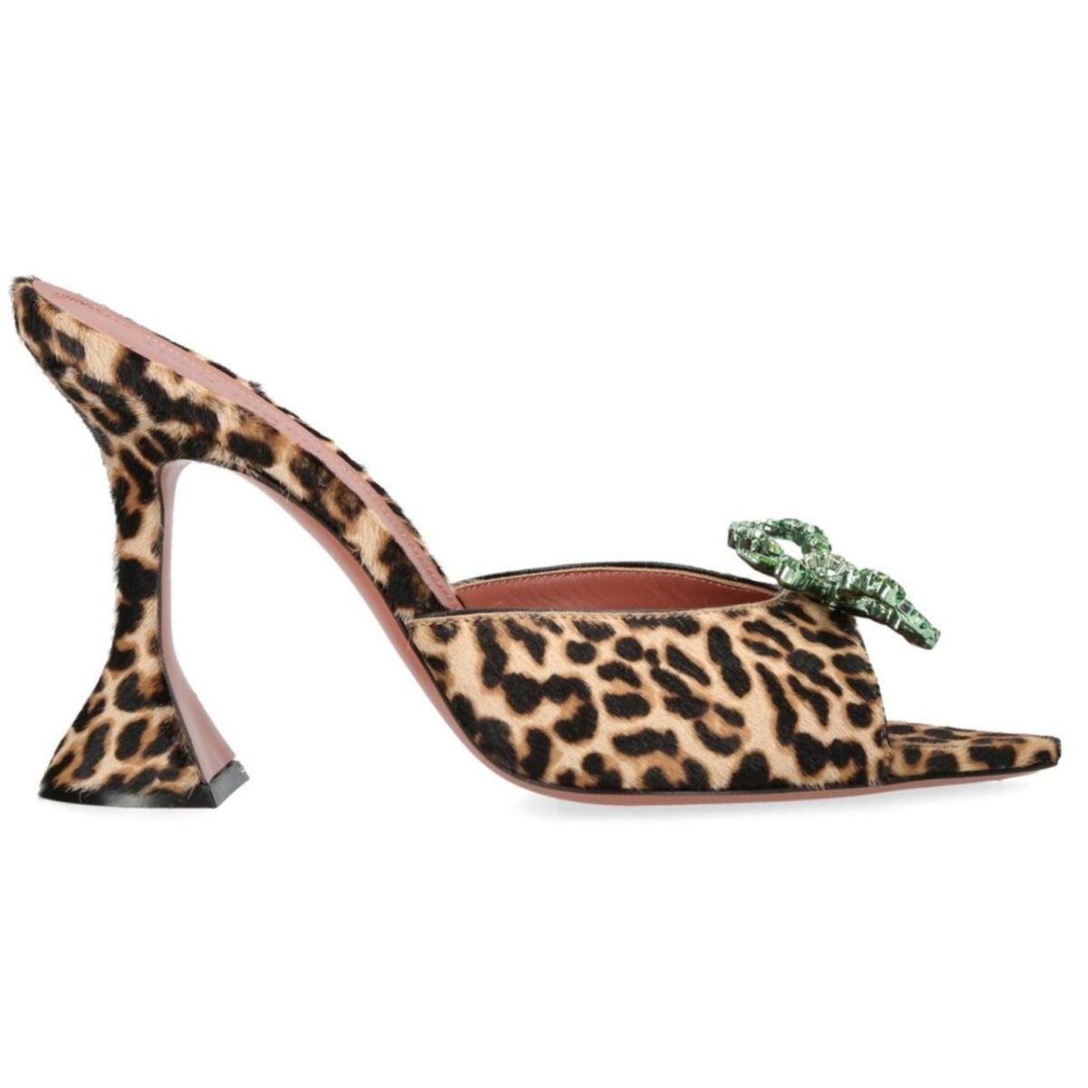 Mules Rosie à imprimé léopard Amina Muaddi 95 - Catalogue Runway