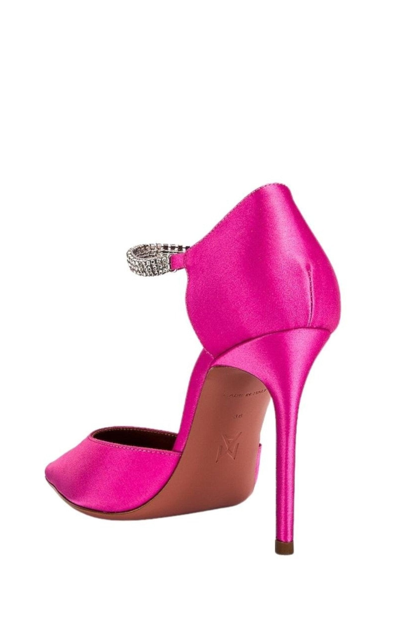 Amina Muaddi Ursina Pink Satin Pumps - Runway Catalog