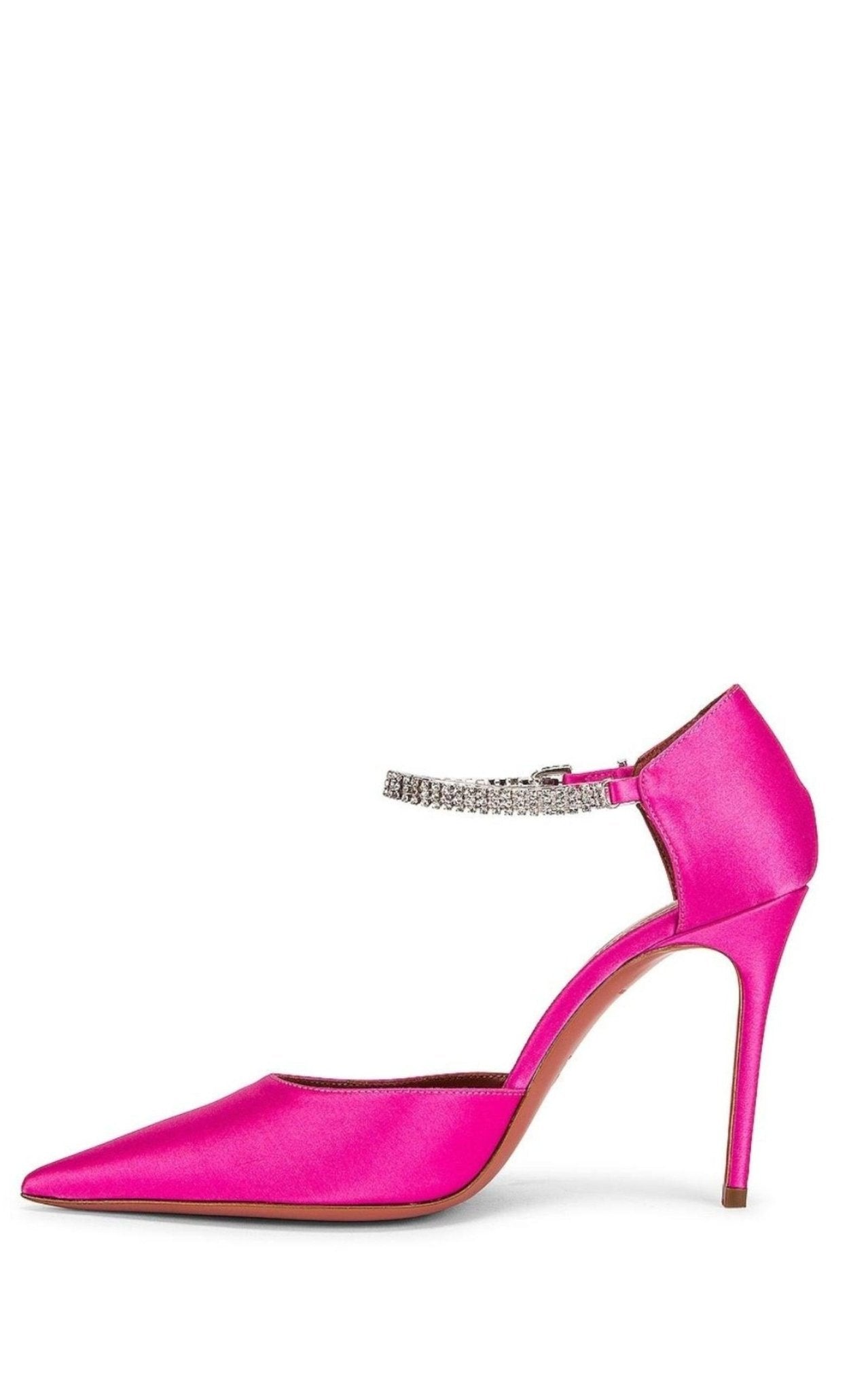 Amina Muaddi Ursina Pink Satin Pumps - Runway Catalog